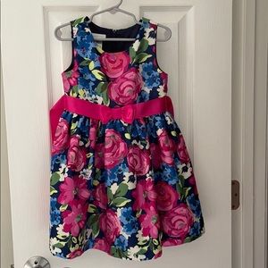 Pink and blue floral sleeveless dress